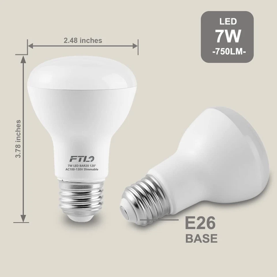 12-Pack BR20 LED Bulb 5000K Daylight White Dimmable Flood Light Bulbs 7W 750l... - Image 2 of 4