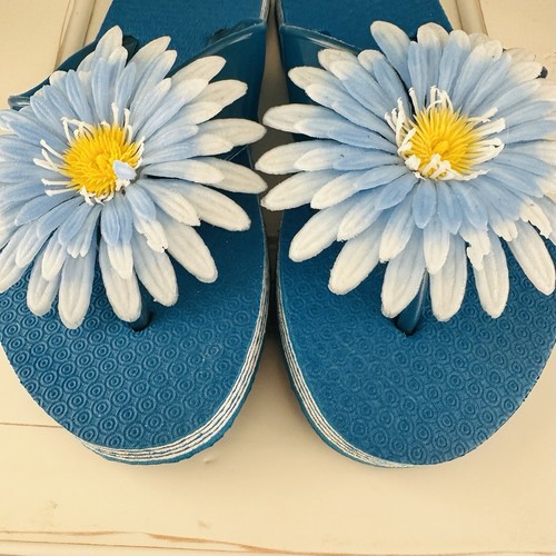 Vintage Retro Mrs Roper Big Flower Flip Flops Wm 6-7 Flower Child Hippie Boho - Picture 8 of 17
