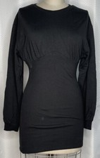WOMEN'S BODYCON MINI DRESS CREW NECK LONG SLEEVE BLACK SIZE MEDIUM 