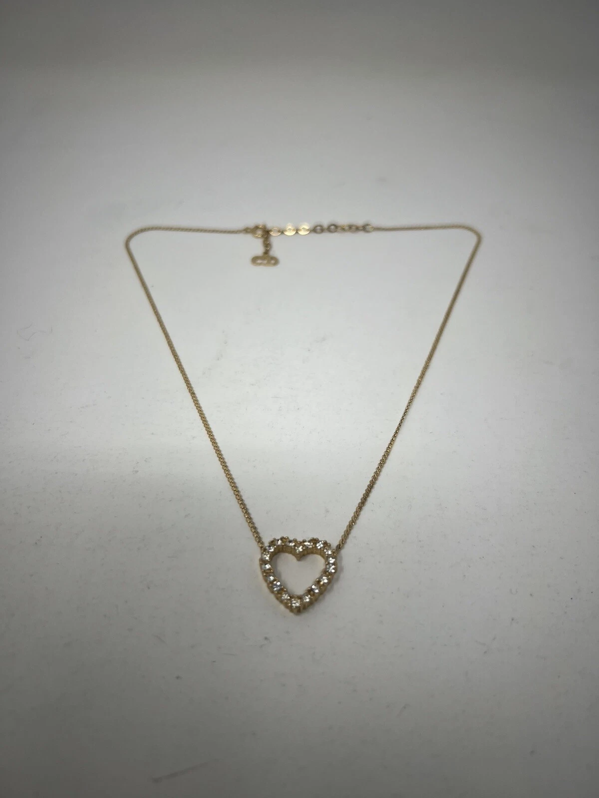 Collana Christian Dior cuore strass colore oro donna usata dal Giappone