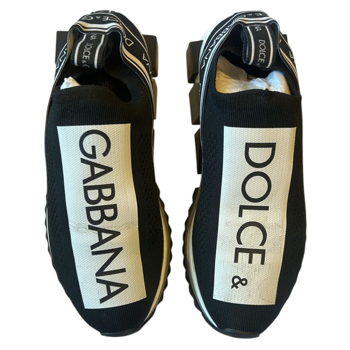 DOLCE & GABBANA Shoes Black White Slip On Sorrento Sneakers EU40