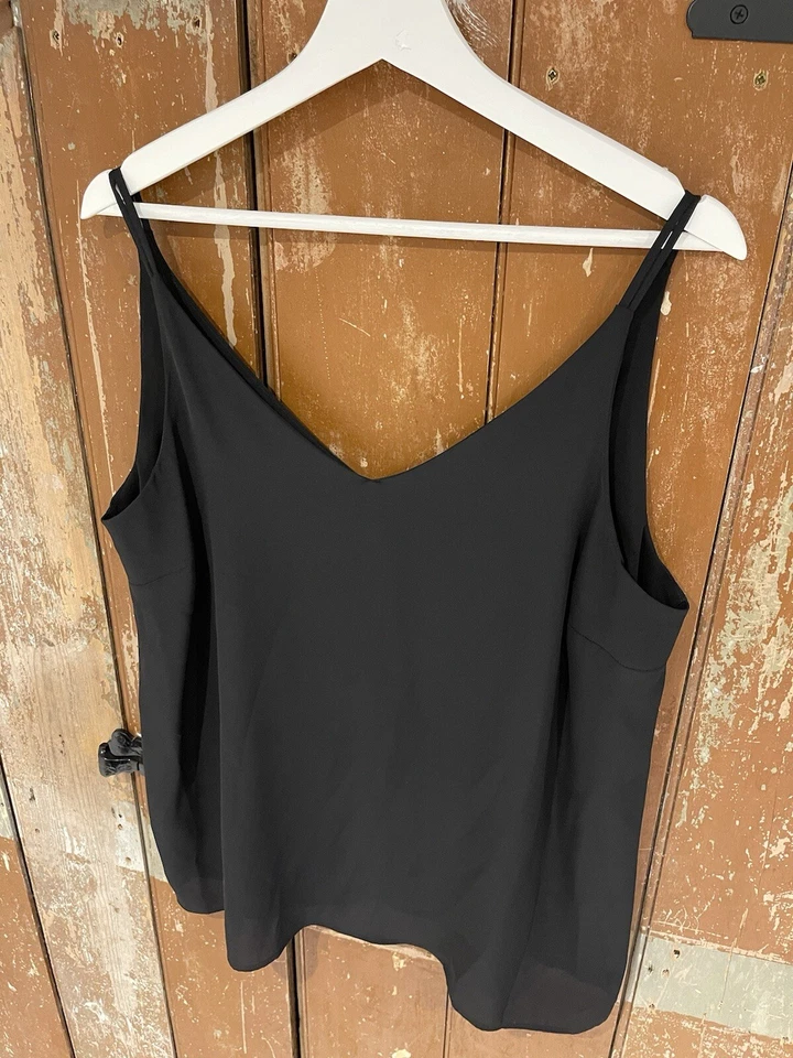 Top Camisola Papaya Sin Mangas Negro Cuello en V Informal Clásico Esencial Reino Unido 16 Foto 4 de 4