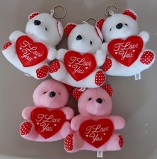 new set of 5 I love you plushie teddy bear valentine day keychain 4.5 inch