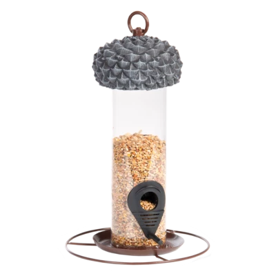 ESSCHERT DESIGN Silo mangime per uccelli glande, stazione di alimentazione, mangiatoia per uccelli, distributore di mangime fb533