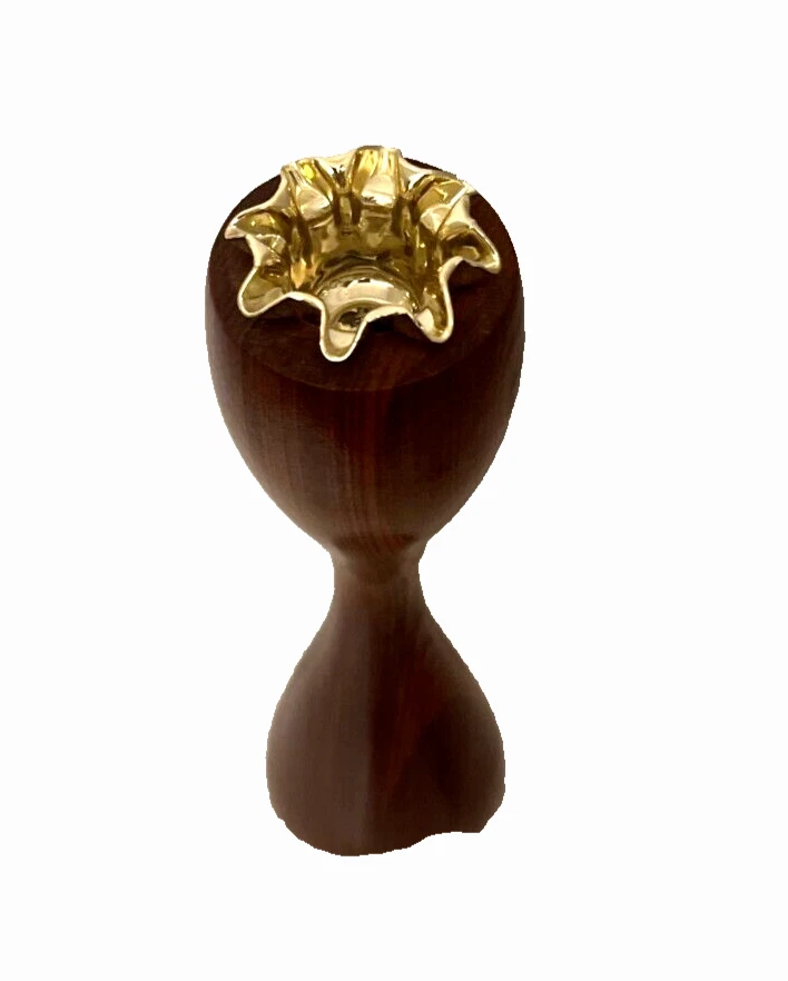 Candelabro cónico de madera tallada de 11" tono dorado candelabro Country Core rústico Foto 2 de 3