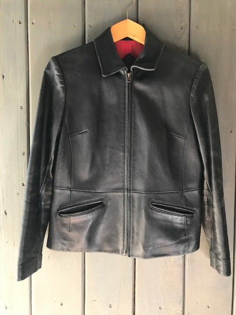 Preston And York Ladies 6 Lambskin Leather Jacket Black Red Lining Pockets | eBay