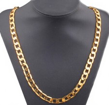 18k Goldkette 7MM 60cm lang Panzerkette vergoldet 50cm Herrenkette Damen Kette