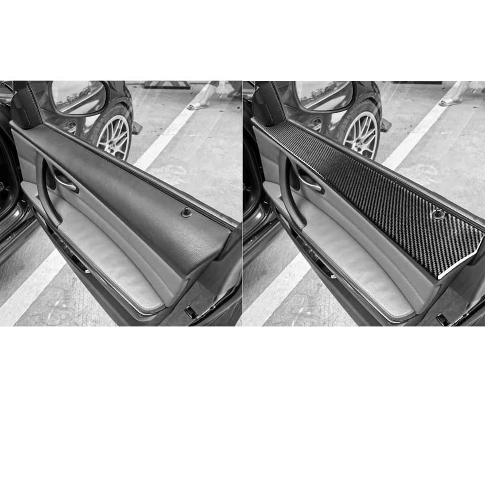 Tampa real do painel da janela da porta da frente de fibra de carbono para BMW 3 Series M3 E90 2005-12 - Imagem 4 de 4