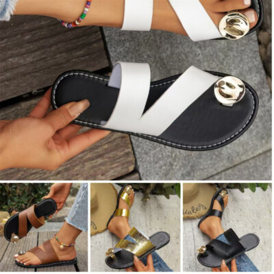 Damen Pantoletten Hausschuhe Flach Flip-Flop Sandalen Slip On Gartenschuhe DE