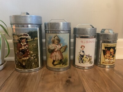 Vintage Heinz Nesting Tin Canister Set, Children, Various Sizes, Set of 4