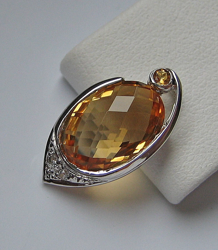 Brillant Anhänger in aus 375 9kt Gold mit Citrin Briolettschliff Diamant♦️8109 - Bild 4 von 4