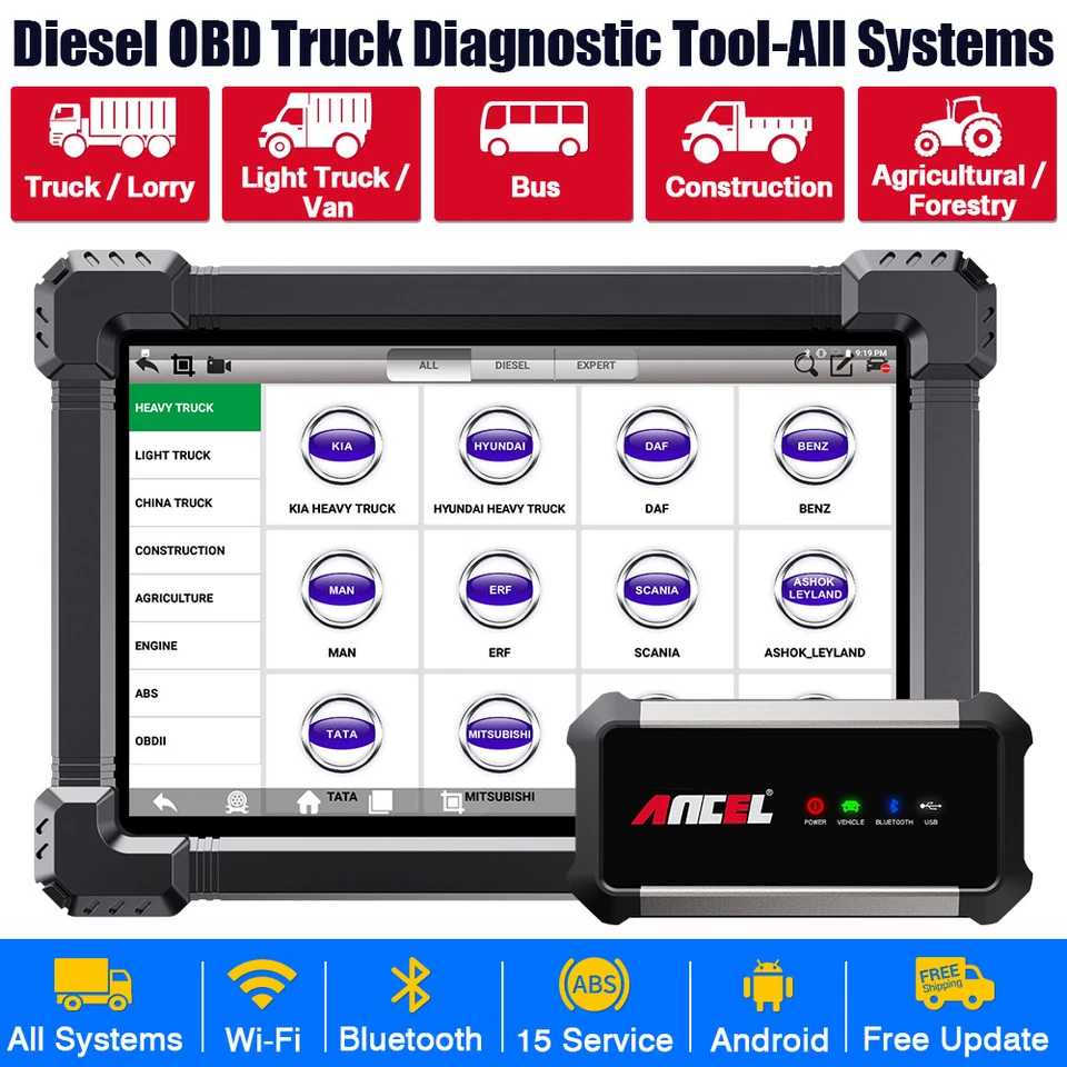 24V 12V Diesel Heavy Duty Truck Scanner All System Diagnostic Coding Progrmming - Image 3 of 4