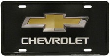 Chevrolet Emblem Black 6""x12"" Aluminum License Plate - Made In USA