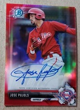 2017 Bowman Chrome Red Refractor Jose Pujols Auto /5 Phillies Autograph