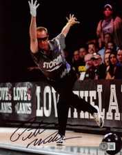 PETE WEBER SIGNED AUTOGRAPHED 8x10 PHOTO CELEBRATED BOWLER BOWLING BECKETT BAS