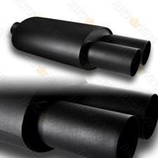 Universal 3 Dtm Dual Flat Tip Black T-304 Stainless 3 Inlet Exhaust Muffler