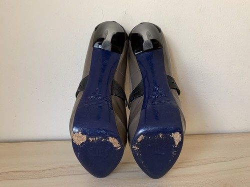 $625 Ruthie Davis Womens sz 38/ 8 Alex gray patent leather peep toe pumps shoes - Picture 10 of 10