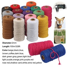 100m(328 Feet) of 2mm Cord for Crafts, Colour Cotton String for Gift Wrapping