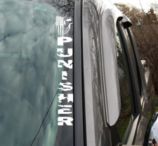 Usa Flag Punisher Vinyl Windshield Decal. 14 Inch Truck Window Sticker.