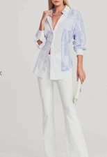 SER.O.YA NWT Rhett Long Sleeve Button Down Shirt Size S White/Blue Stripes