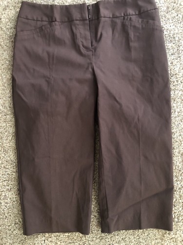 Apt 9 Dressy Brown AVA Cropped Pants Capris Stretch Sz 13 NWOT 4 Stitched Pkts - Picture 2 of 5