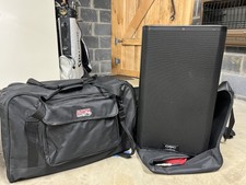 2 Used Qsc K12 2000w 12" Powered Speakers W/ Gator Bags And Stands