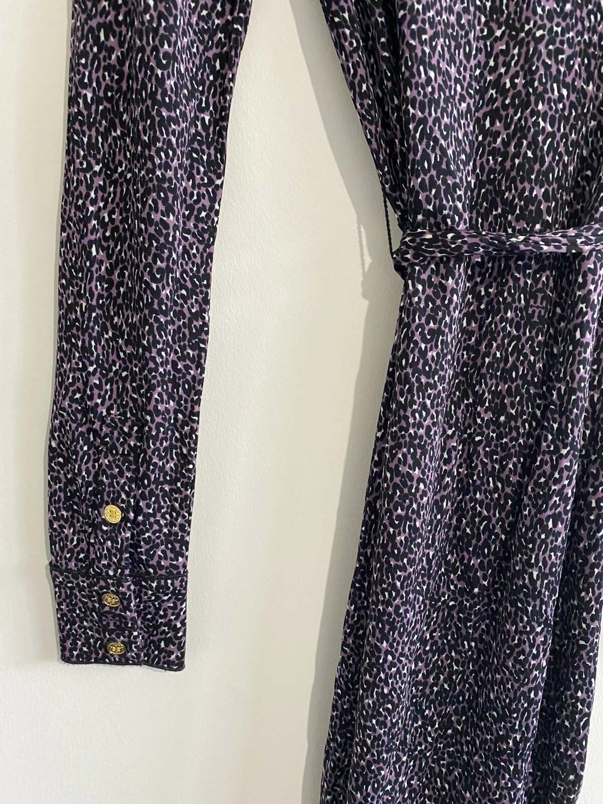Abito in jersey stampato Tory Burch multicolore stampato bottoni logo polsini Xs nuovo senza etichette