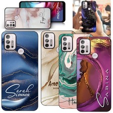 Personalised Name Marble Phone Slim Case Cover For Motorola G86 G85 G06 G24 E15