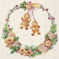 20 Servietten Cookie Wreath Lebkuchen PläTzchen Kranz Nascherei Advent 33X33Cm