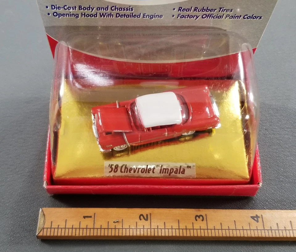 MINI METAL HO 1:87 58 CHEVROLET IMPALA 2 DR CLASSIC METAL WORKS DIECAST IOP RED - Image 2 of 4