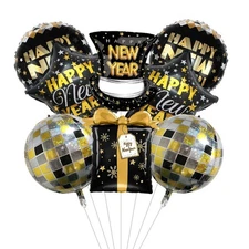 Happy New Year Balloon Celebration Party Decoration Glossy Foil Helium/Air 8pcs