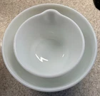 VINTAGE PYREX HAMILTON BEACH MILK GLASS MIXING BOWLS FOR MIXER - SET OF 2 RACINE