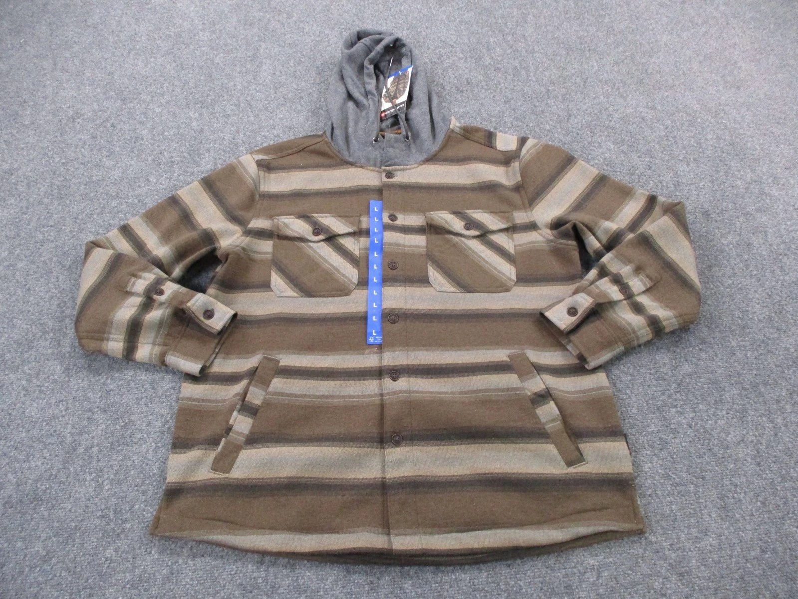 Quiksilver Jacket Mens L Brown Striped Sweatshirt Hoodie Outdoors Casual NEW