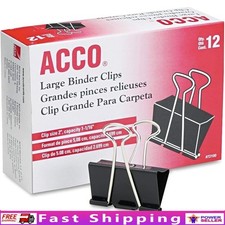 Large Binder Clips 2 Inch Durable Steel Paper Clips Organization 12 Pack New