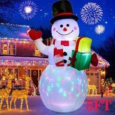 5FT Christmas Inflatable Snowman LED Rotating Light Outdoor Yard Xmas Decoration