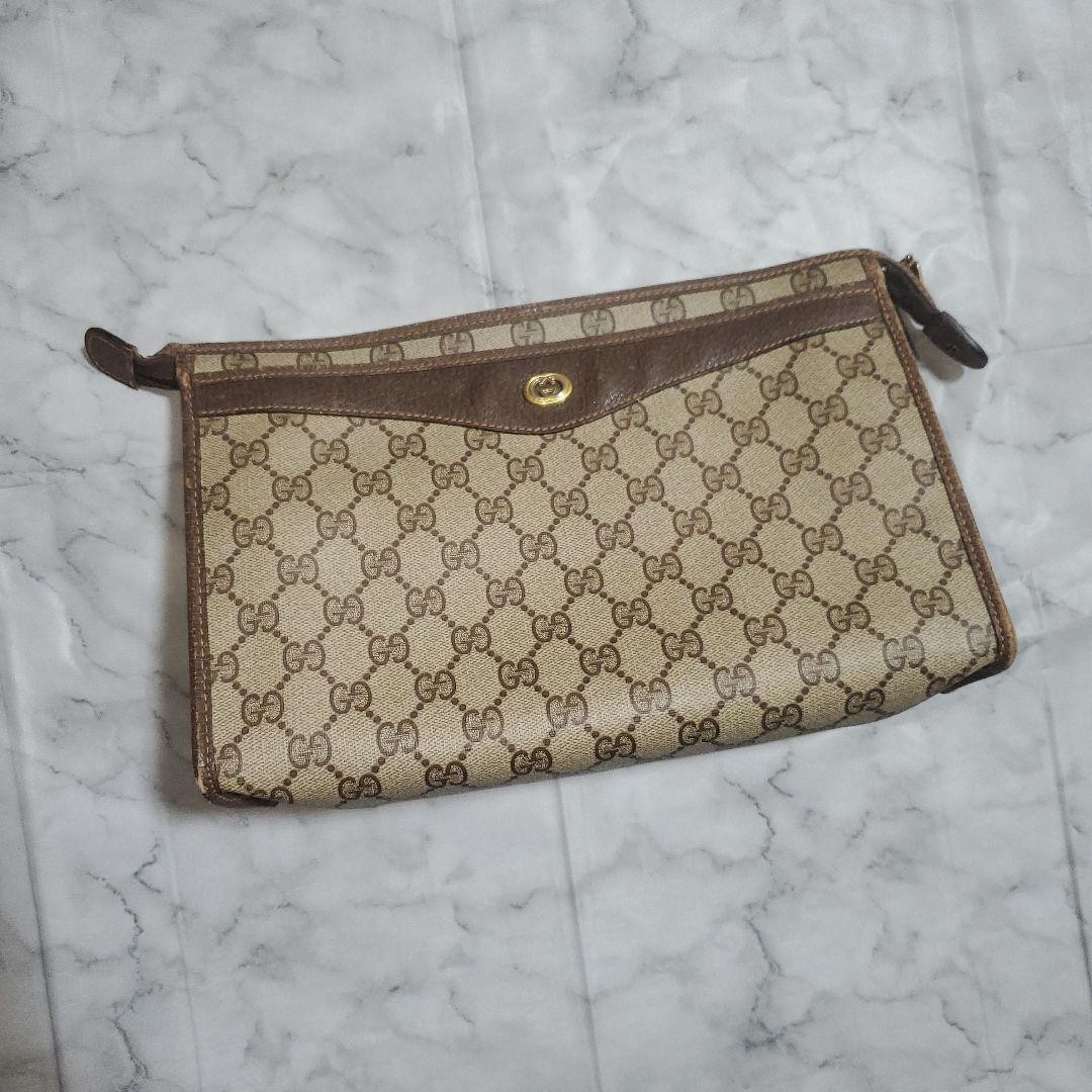 Vintage GUCCI GG Monogram Clutch Bag Japanese Import