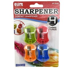 Single Hole Assorted Color Compact Pencil Sharpeners: 4 Pack