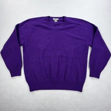 Cremieux Sweater Mens XL Purple Cashmere V Neck Signature Collection Soft Knit