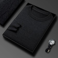 Image of Men's Pure Wool Jumper Soft Knit Crew Neck Sweater Pullover Long Sleeves Me