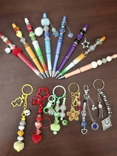 Handmade Beaded Pens  Keychains/Purse Charms   14pc Bundle Gift Set 2