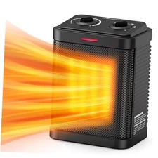 1500W Small Space Heater for Indoor Use, PTC Ceramic Space Heater with BLACK