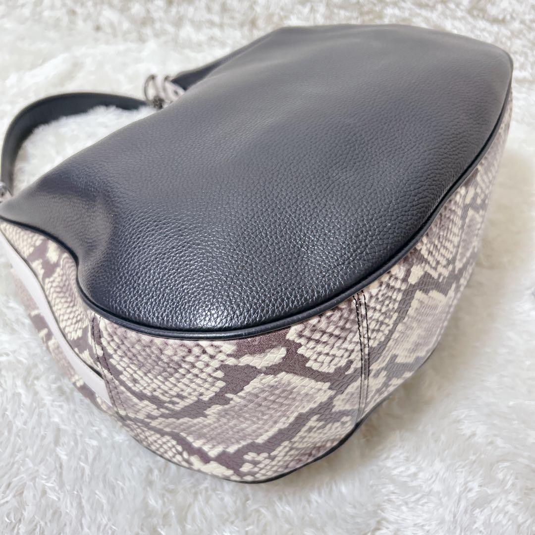COACH 2way Shoulder Bag Python Pattern Half Moon … - image 8