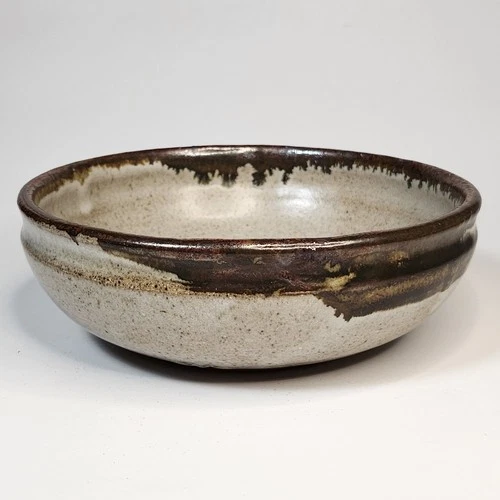 Studio Art Pottery Handmade Brown Drip Glaze Ceramic Bowl Signed