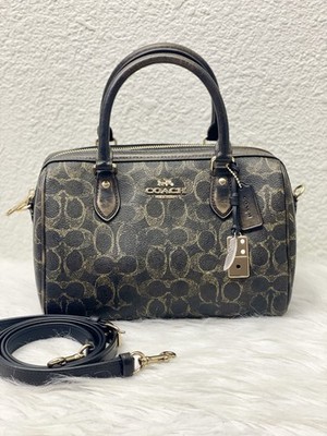 Coach Rowan Satchel Bag Loved Signature Canvas With Charms CDY16 Gold/Brown NWT