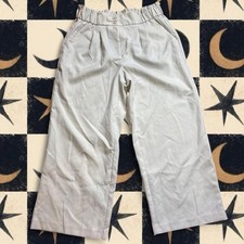White wide leg trousers with elastic waistband