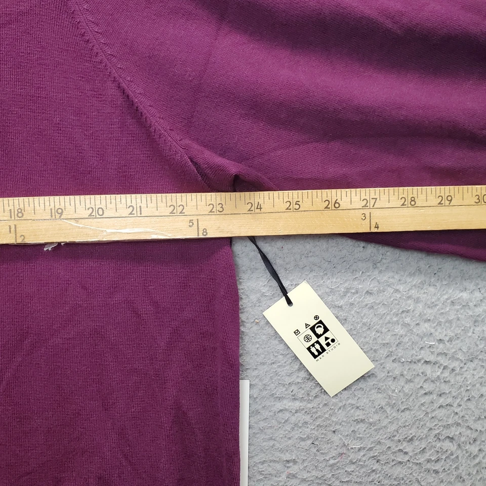 Suéter Max Studio Para Mujer 2X Púrpura Tejido Manga Raglán Dobladillo Curvo Pullover Foto 4 de 4