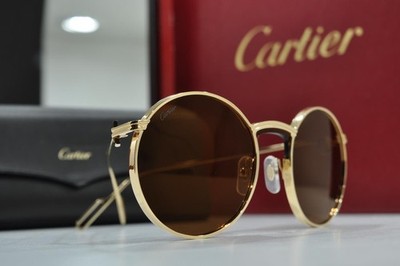 Vintage Cartier sunglasses round frame lunette brille Gold