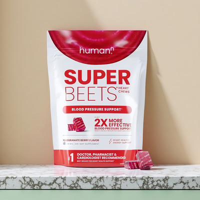 HumanN Super Beets Heart Chews  Pomegranate, 60 Count for Blood Pressure Support