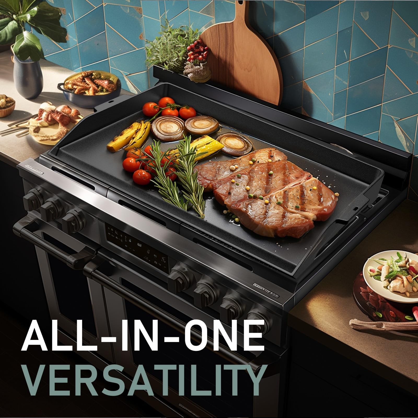 23" x 16" Cast Iron Griddle for Gas Grill and Stove Top, Universal Flat Top G...