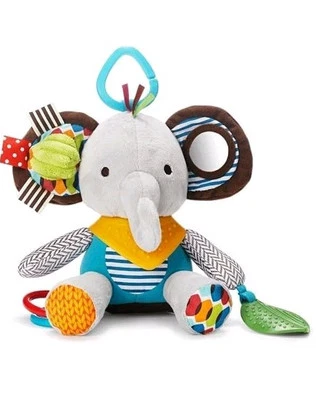 LITTLE FINDS Bandana Buddies Elephant Rattling Teether Pram Activity Comforter Baby Soft Toy